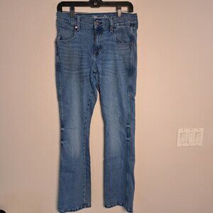 Wrangler 29x32 Men's Retro Slim Bootcut jeans light denim with pocket patch